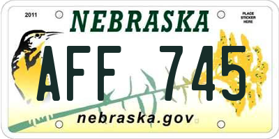 NE license plate AFF745