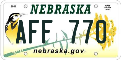 NE license plate AFF770