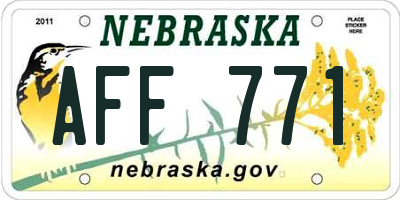 NE license plate AFF771
