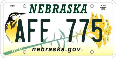 NE license plate AFF775