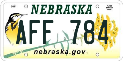 NE license plate AFF784