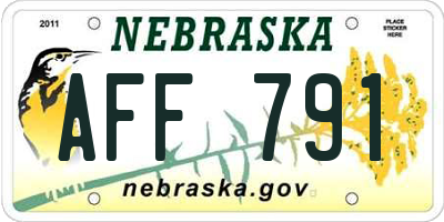 NE license plate AFF791