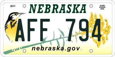 NE license plate AFF794