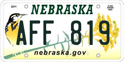 NE license plate AFF819