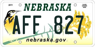 NE license plate AFF827