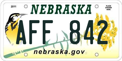 NE license plate AFF842