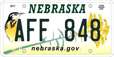 NE license plate AFF848