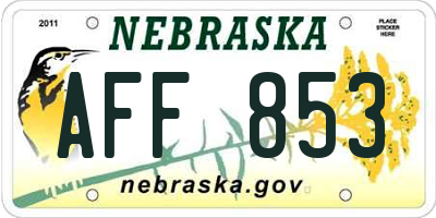 NE license plate AFF853