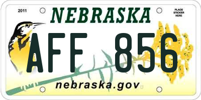 NE license plate AFF856