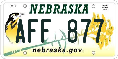 NE license plate AFF877