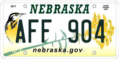 NE license plate AFF904