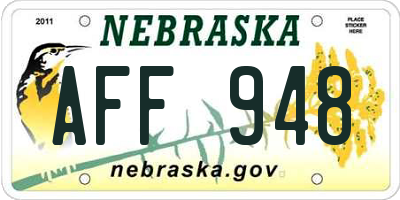 NE license plate AFF948
