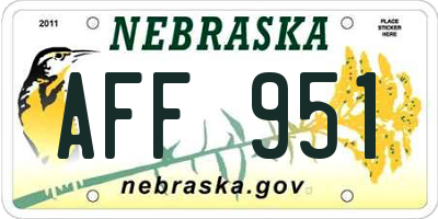 NE license plate AFF951