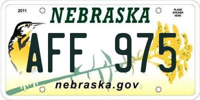 NE license plate AFF975