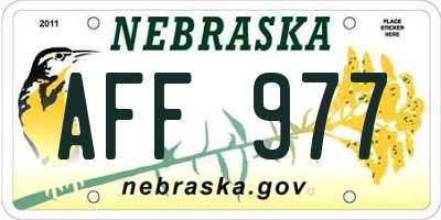 NE license plate AFF977