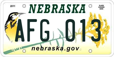 NE license plate AFG013