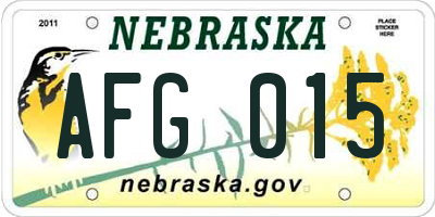 NE license plate AFG015