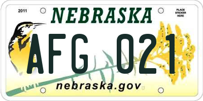 NE license plate AFG021