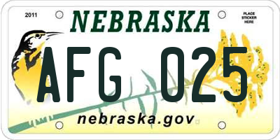 NE license plate AFG025