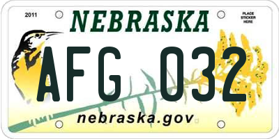 NE license plate AFG032