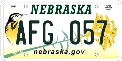 NE license plate AFG057