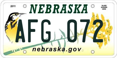NE license plate AFG072