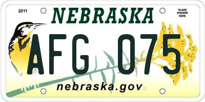 NE license plate AFG075