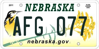 NE license plate AFG077