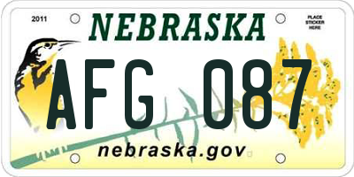 NE license plate AFG087