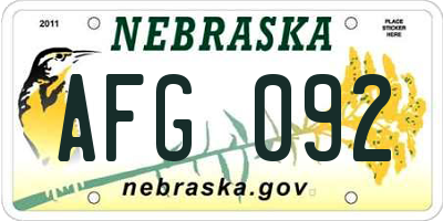 NE license plate AFG092