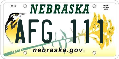 NE license plate AFG111
