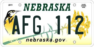 NE license plate AFG112