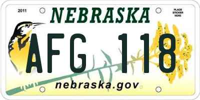NE license plate AFG118