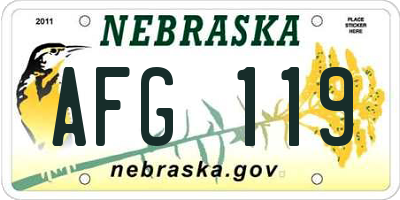 NE license plate AFG119