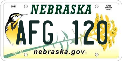 NE license plate AFG120