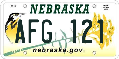 NE license plate AFG121
