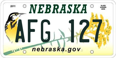NE license plate AFG127