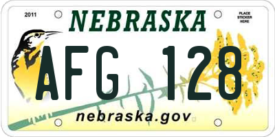 NE license plate AFG128