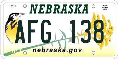 NE license plate AFG138