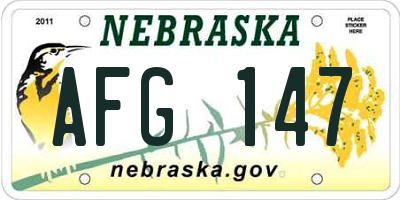 NE license plate AFG147