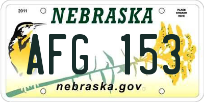 NE license plate AFG153
