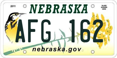 NE license plate AFG162