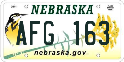 NE license plate AFG163