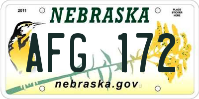 NE license plate AFG172
