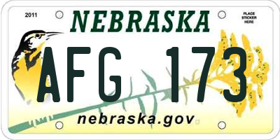 NE license plate AFG173