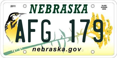 NE license plate AFG179