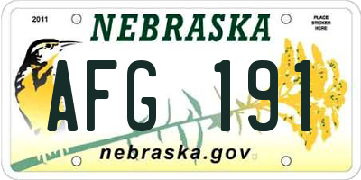 NE license plate AFG191