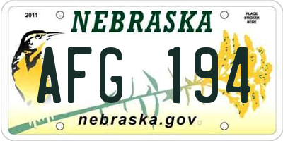 NE license plate AFG194