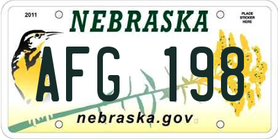 NE license plate AFG198