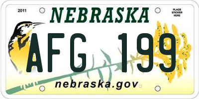 NE license plate AFG199